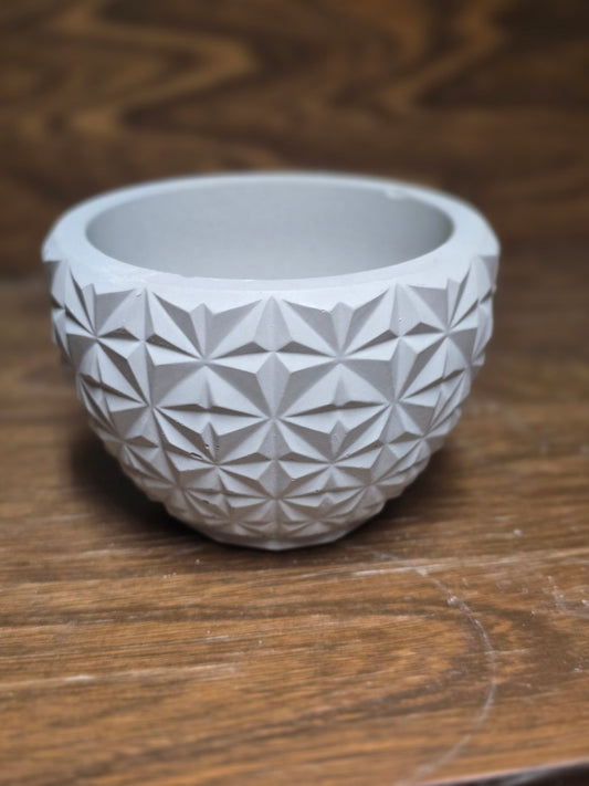 Decorative Concrete Planter with Geometric Texture (Decoration not included)