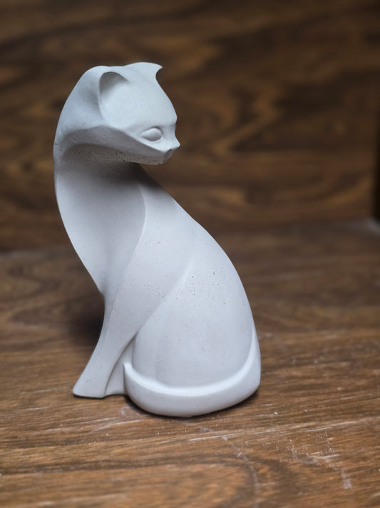 Minimalist Concrete Cat Sculpture