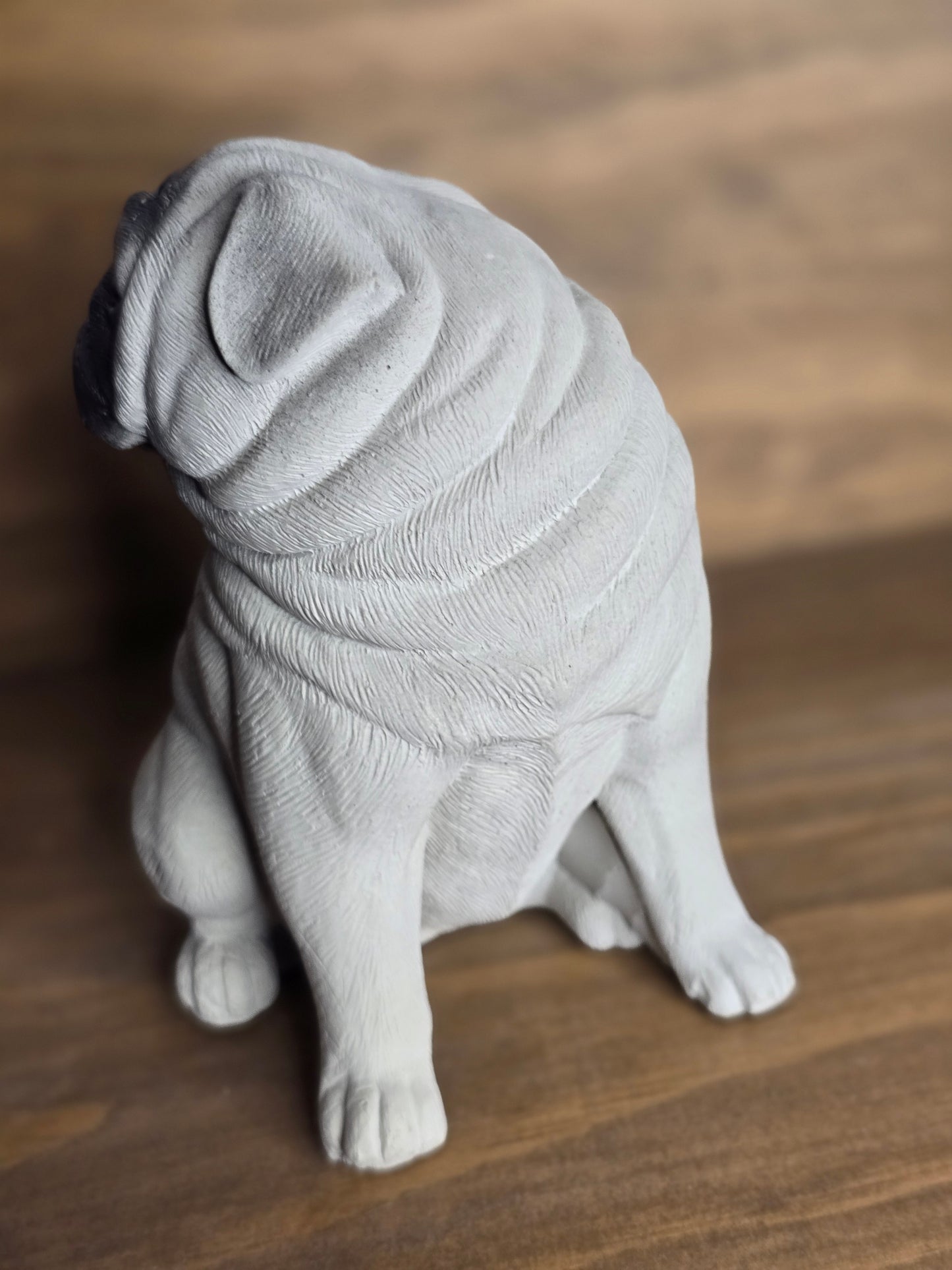 Concrete Pug Sculpture – Expressive Dog Statue for Pug Lovers - Lifetime Replacement Guarantee