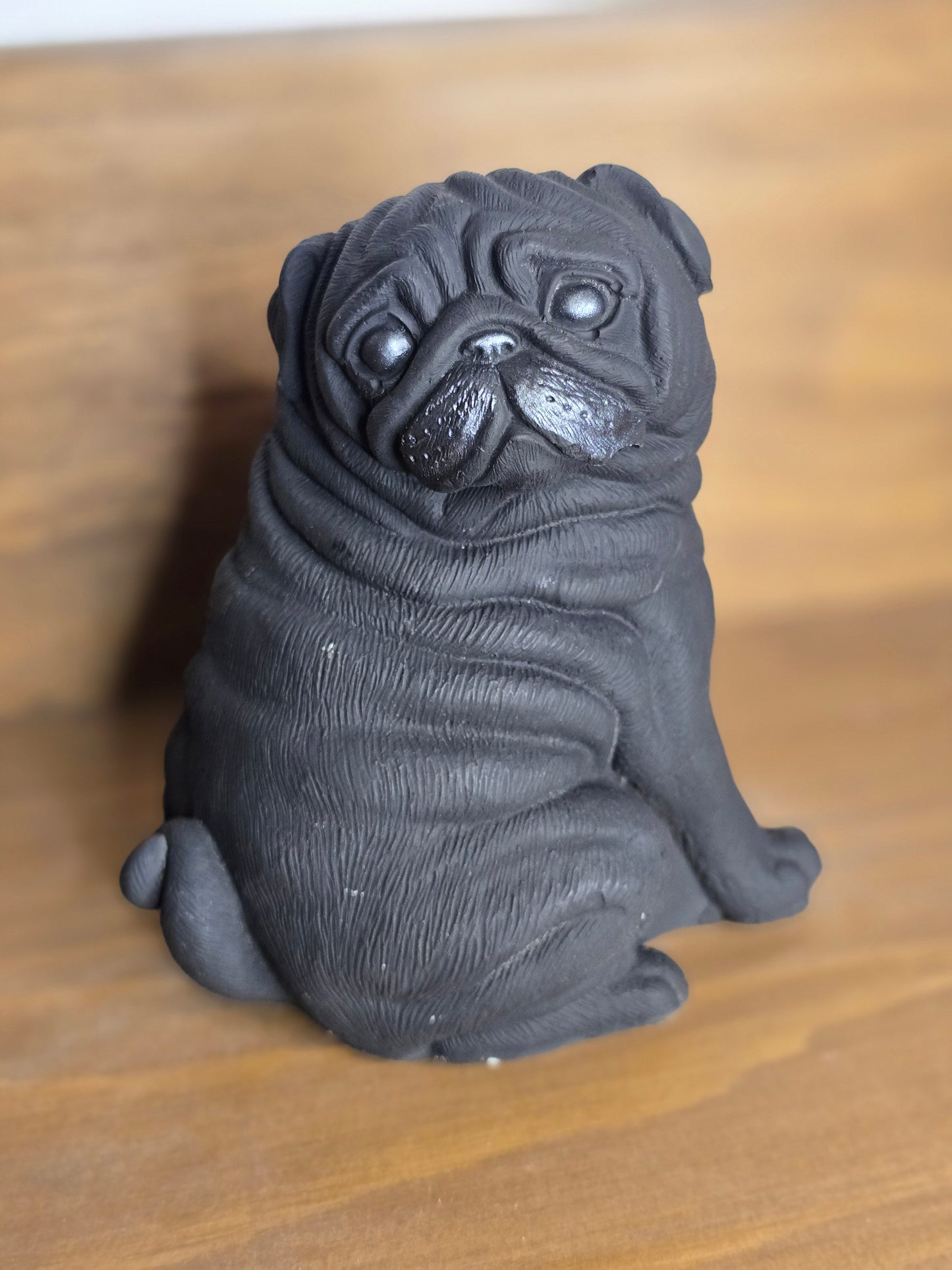 Concrete Pug Sculpture – Expressive Dog Statue for Pug Lovers - Lifetime Replacement Guarantee