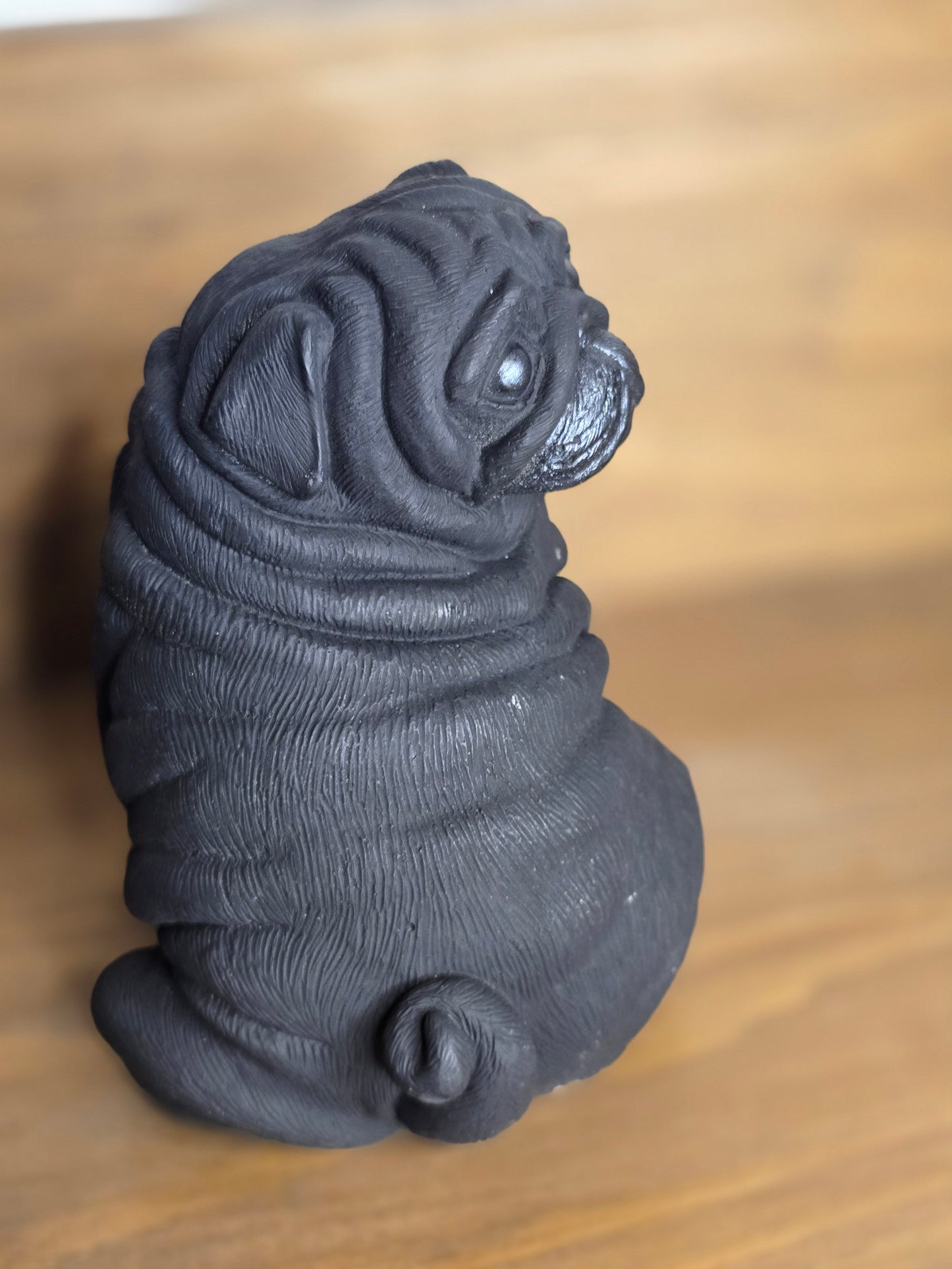 Concrete Pug Sculpture – Expressive Dog Statue for Pug Lovers - Lifetime Replacement Guarantee