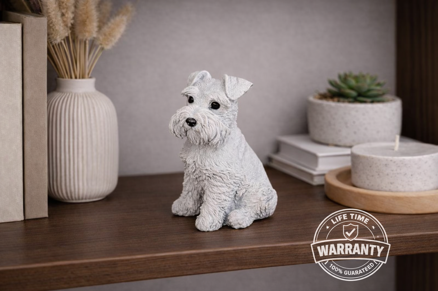 Schnauzer White Sculpture – A Tribute to Loyalty, A Touch of Style - Lifetime Replacement Guarantee